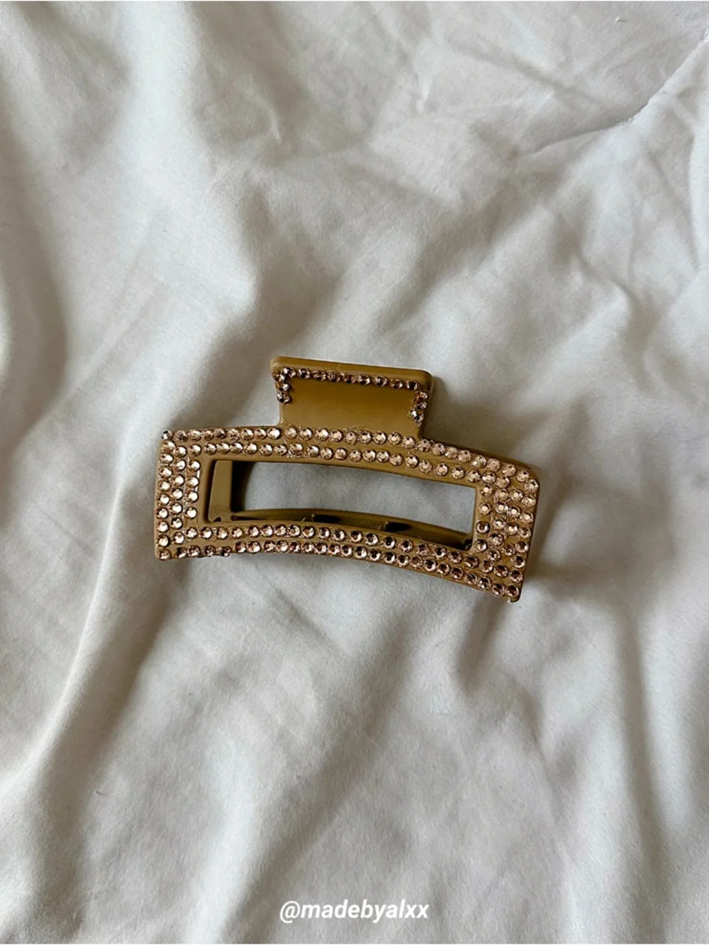 Gold Rhinestone Rectangular Hair Clip - Picture 2 of 7